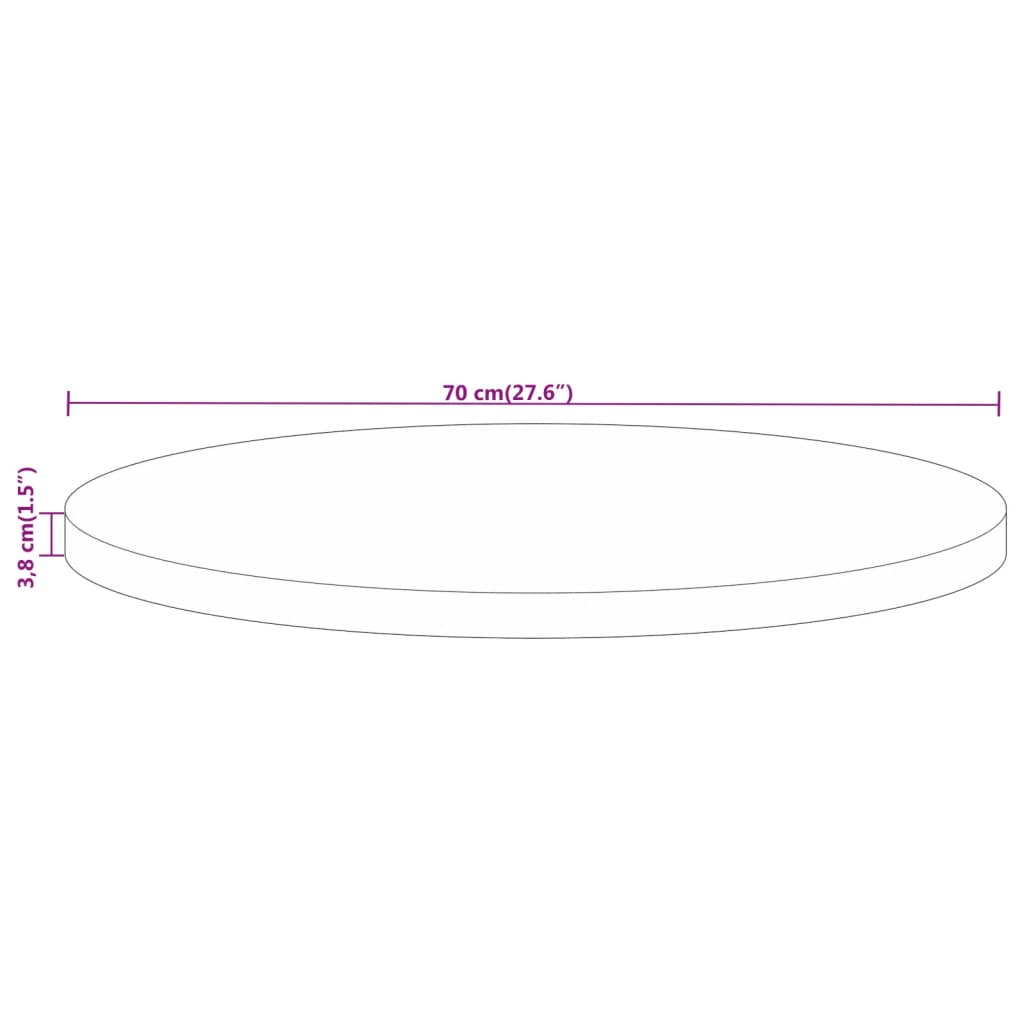 Pöytälevy Ø 70x3,8 cm pyöreä massiivi mangopuuta