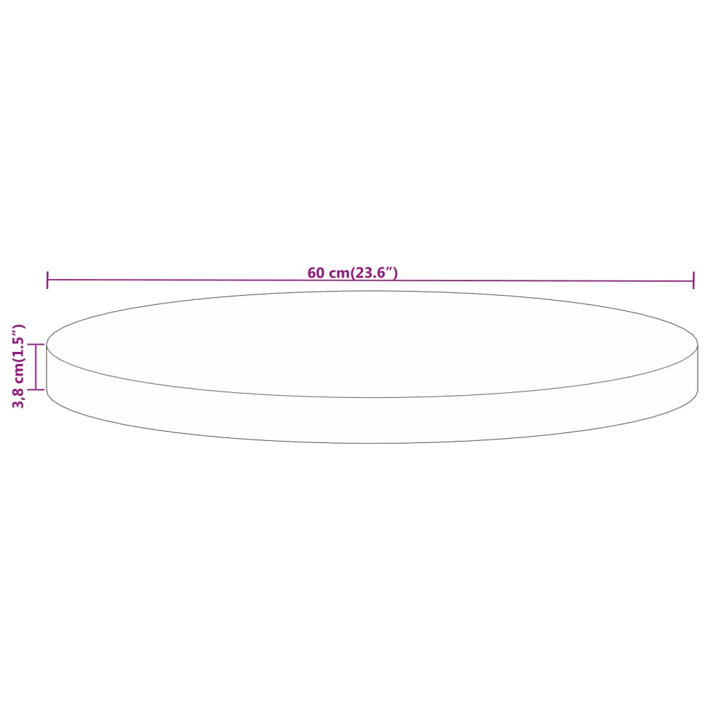 Bordsskiva Ø 60x3,8 cm rund massivt mangoträ