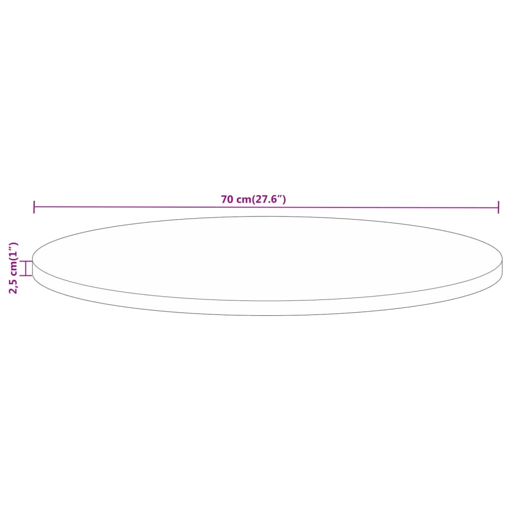 Pöytälevy Ø 70x2,5 cm pyöreä massiivi mangopuuta