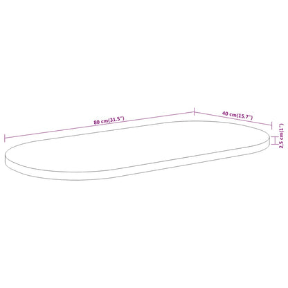 Pöytälevy 80x40x2,5 cm soikea massiivi akaasiapuuta