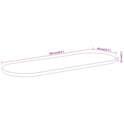 Bordsskiva 100x40x2,5 cm oval massivt akaciaträ