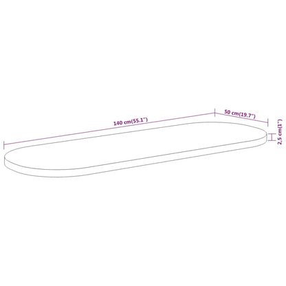 Bordsskiva massivt trä 140x50x2,5 cm oval