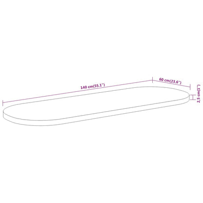 Bordsskiva massivt trä 140x60x2,5 cm oval