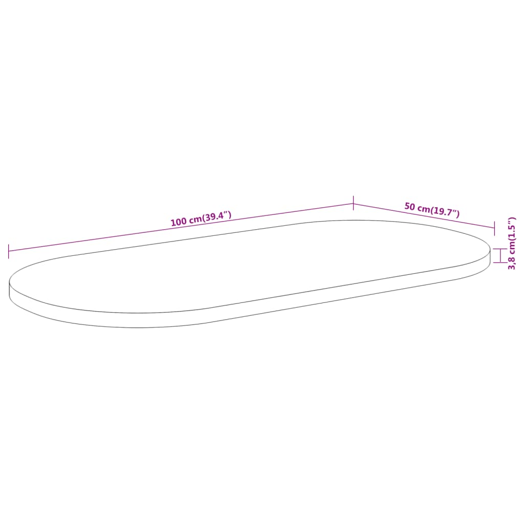 Bordsskiva 100x50x3,8 cm oval massivt akaciaträ