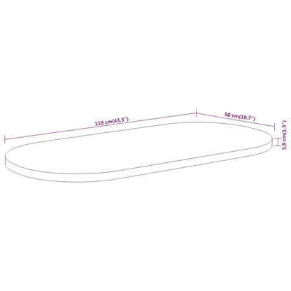 Pöytälevy 110x50x3,8 cm soikea massiivi akaasiapuuta