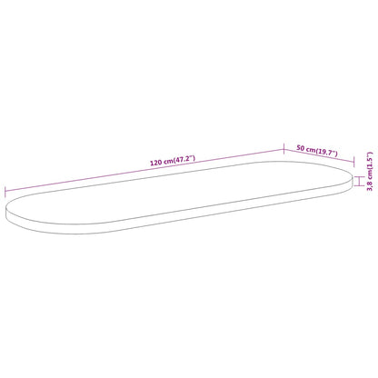 Bordsskiva massivt trä 120x50x3,8 cm oval