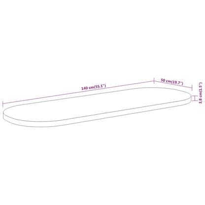 Bordsskiva massivt trä 140x50x3,8 cm oval