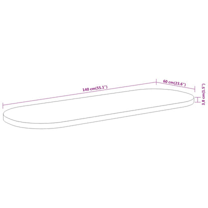 Bordsskiva massivt trä 140x60x3,8 cm oval