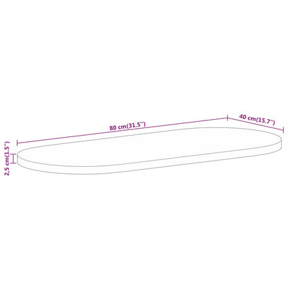 Pöytälevy 80x40x2,5 cm soikea massiivi karkeaa mangopuuta