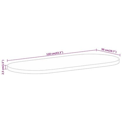 Pöytälevy 110x50x2,5 cm soikea massiivi karkeaa mangopuuta