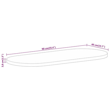 Pöytälevy 90x40x3,8 cm soikea massiivi karkeaa mangopuuta