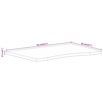 Pöytälevy Kaareva työpöytä 90x50x2,5 cm massiivi karkeaa mangopuuta