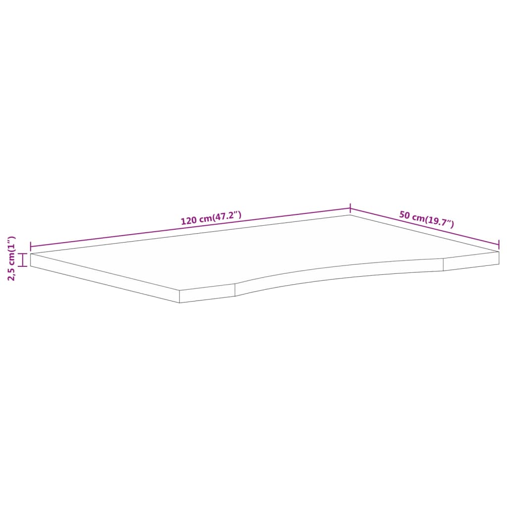 Pöytäpöytä kaareva 120x50x2,5 cm massiivi karkeaa mangopuuta