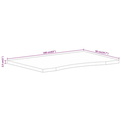 Pöytälevy Kaareva työpöytä 160x50x2,5 cm massiivi karkeaa mangopuuta