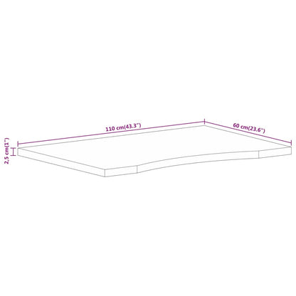 Pöytälevy Kaareva työpöytä 110x60x2,5 cm massiivi karkeaa mangopuuta