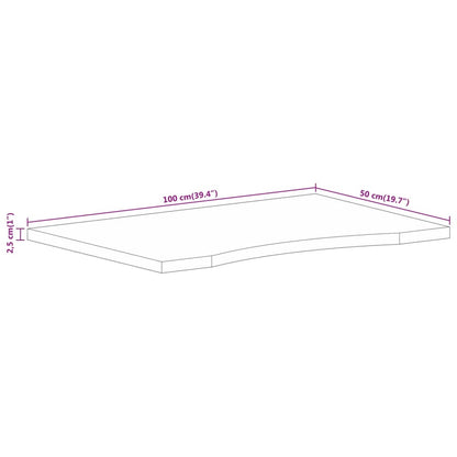 Pöytäpöytä kaareva 100x50x2,5 cm massiivi karkeaa mangopuuta