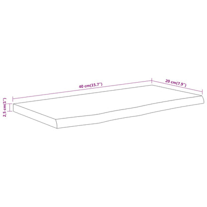 Seinähylly 40x20x2,5 cm suorakaiteen muotoinen massiivi akaasia epätasainen reuna