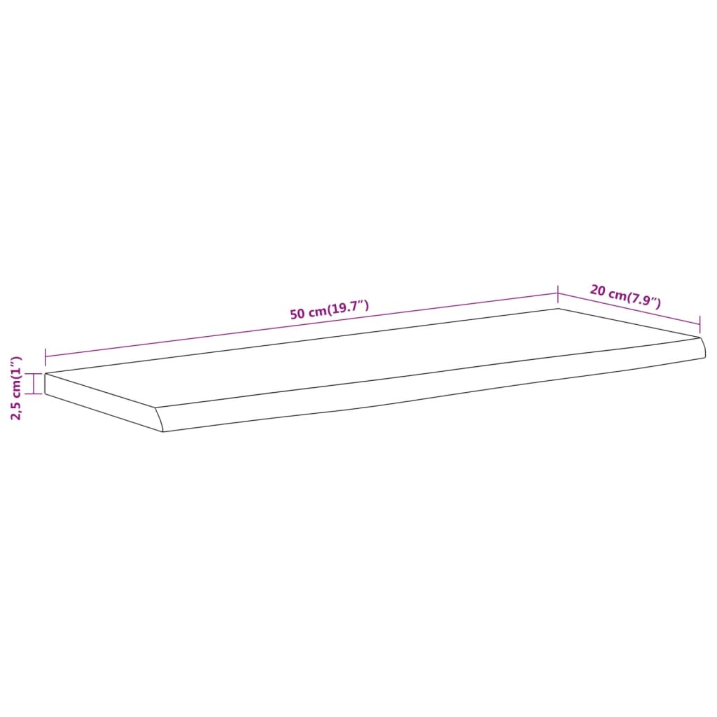 Seinähylly 50x20x2,5 cm suorakaiteen muotoinen massiivi akaasia epätasainen reuna