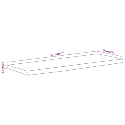 Seinähylly 50x20x2,5 cm suorakaiteen muotoinen massiivi akaasia epätasainen reuna