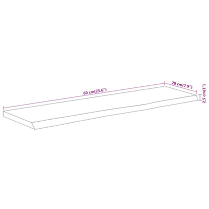 Seinähylly 60x20x2,5 cm suorakaiteen muotoinen massiivi akaasia epätasainen reuna