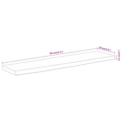 Seinähylly 80x20x2,5 cm suorakaiteen muotoinen massiivi akaasia epätasainen reuna