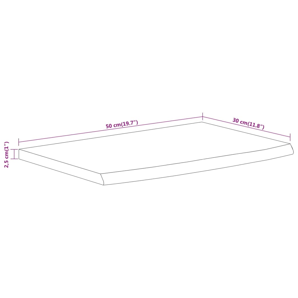 Seinähylly 50x30x2,5 cm suorakaiteen muotoinen massiivi akaasia epätasainen reuna