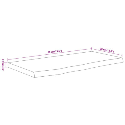 Seinähylly 60x30x2,5 cm suorakaiteen muotoinen massiivi akaasia epätasainen reuna