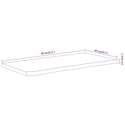 Bordsskiva massiv trä 80x40x2,5 cm rektangulär rustik kant