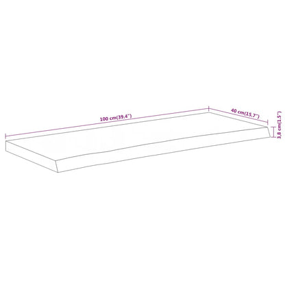 Bordsskiva 100x40x3,8 cm rektangulär massiv akacia rustik kant