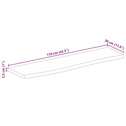 Pöytälevy 110x30x2,5 cm elävä reuna massiivi karkeaa mangopuuta