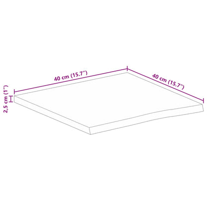 Pöytälevy 40x40x2,5 cm elävä reuna massiivi karkeaa mangopuuta