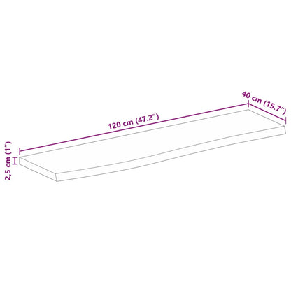 Pöytälevy 120x40x2,5 cm elävä reuna massiivi karkeaa mangopuuta