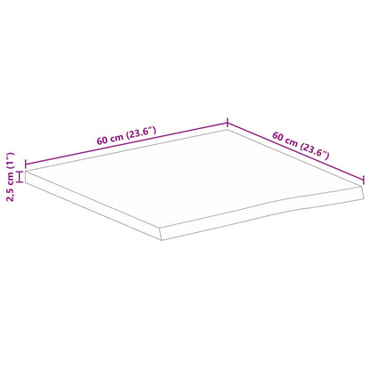 Pöytälevy 60x60x2,5 cm elävä reuna massiivi karkeaa mangopuuta