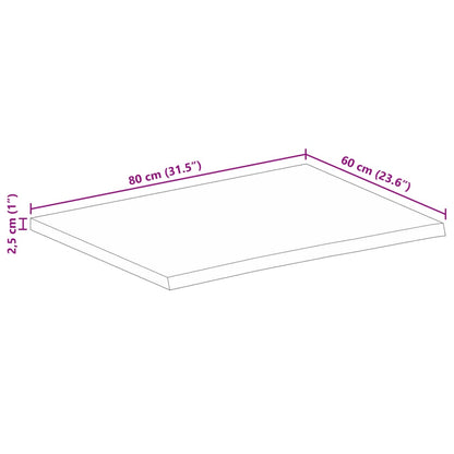 Pöytälevy 80x60x2,5 cm elävä reuna massiivi karkeaa mangopuuta