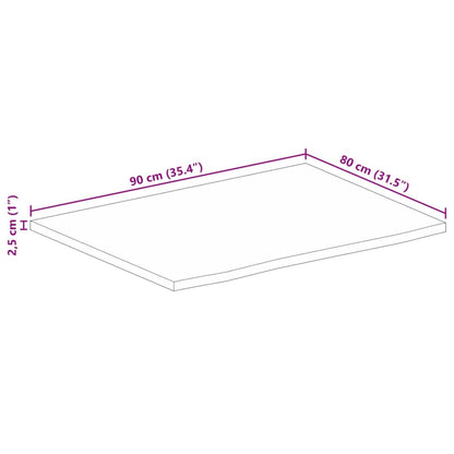 Pöytälevy 80x80x2,5 cm elävä reuna massiivi karkeaa mangopuuta