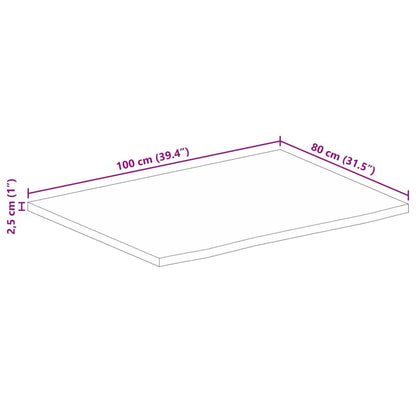 Pöytälevy 100x80x2,5 cm elävä reuna massiivi karkeaa mangopuuta