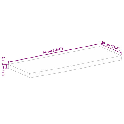 Bordsskiva massivt mangoträ 90x30x3,8 cm levande kant