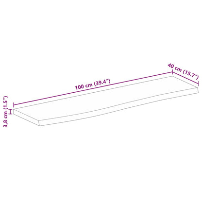 Pöytälevy 100x40x3,8 cm elävä reuna massiivi karkeaa mangopuuta