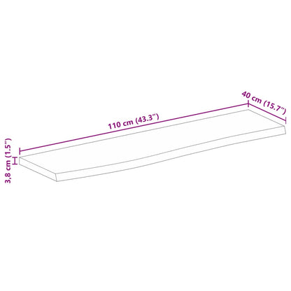 Pöytälevy 110x40x3,8 cm elävä reuna massiivi karkeaa mangopuuta