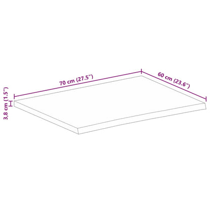 Pöytälevy 70x60x3,8 cm elävä reuna massiivi karkeaa mangopuuta