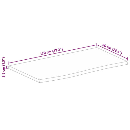 Bordsskiva massivt mangoträ 120x60x3,8 cm levande kant