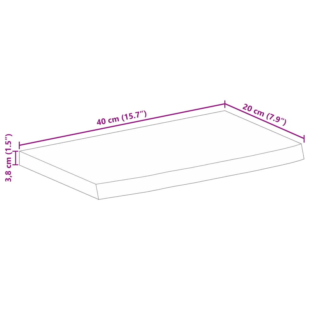 Pöytälevy 40x20x3,8 cm elävä reuna massiivi mangopuuta