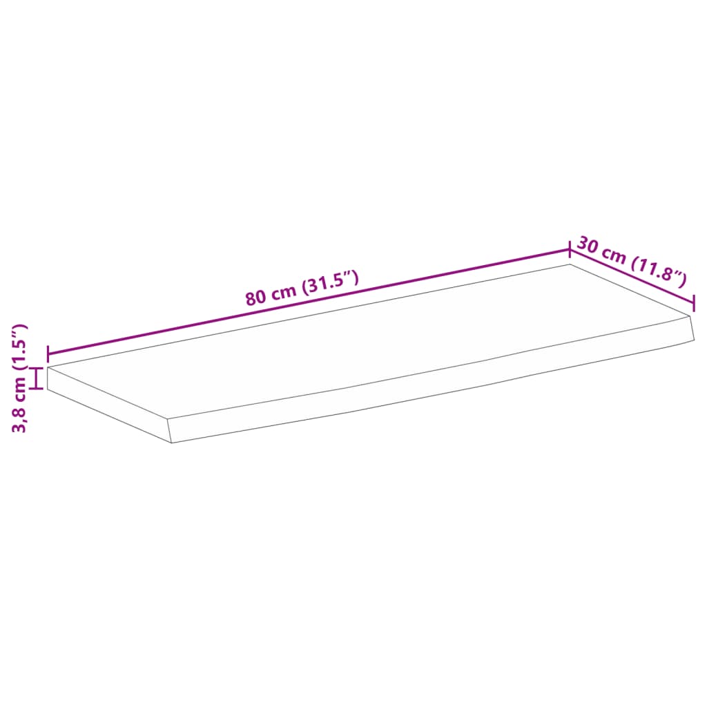 Pöytälevy 80x30x3,8 cm elävä reuna massiivi mangopuuta