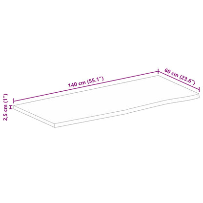 Bordsskiva massivt mangoträ 140x60x2,5 cm levande kant