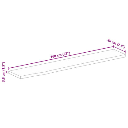 Pöytälevy 160x20x3,8 cm elävä reuna massiivi mangopuuta