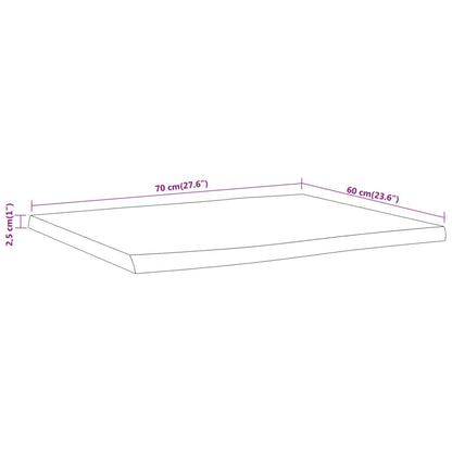 Bordsskiva massiv trä 70x60x2,5 cm rektangulär rustik kant