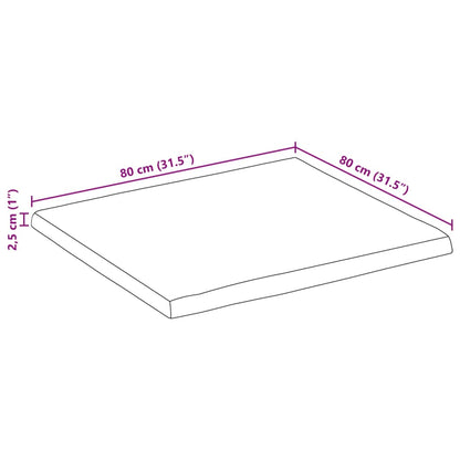 Bordsskiva massiv trä 80x80x2,5 cm fyrkantig levande kant