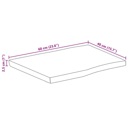 Pöytälevy 60x40x2,5 cm elävä reuna massiivi karkeaa mangopuuta