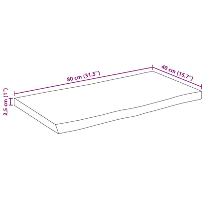 Pöytälevy 80x40x2,5 cm elävä reuna massiivi karkeaa mangopuuta