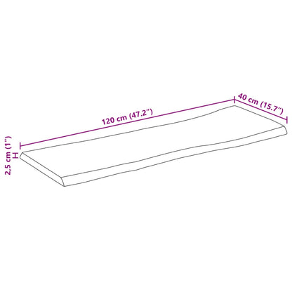 Bordsskiva massivt mangoträ 120x40x2,5 cm levande kant